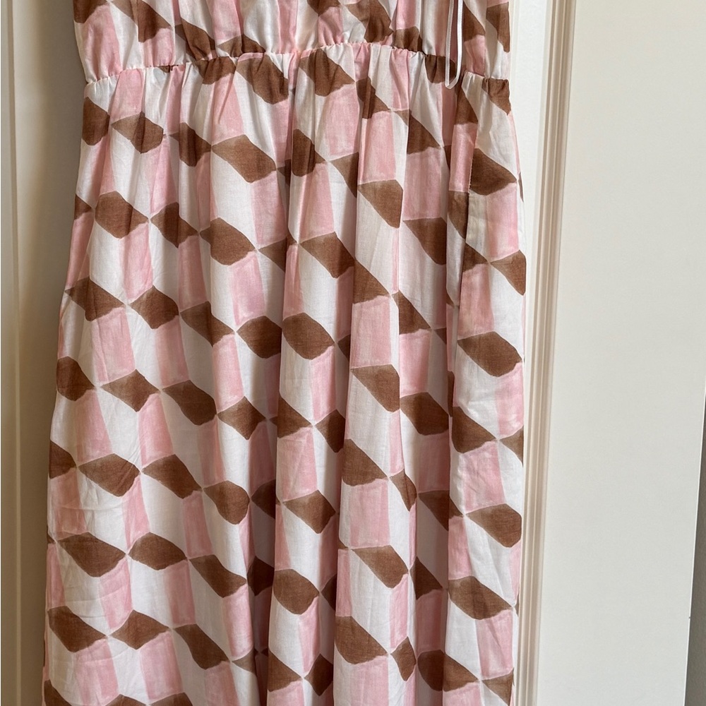Banana Republic  Pink & Brown Geometric Midi dress